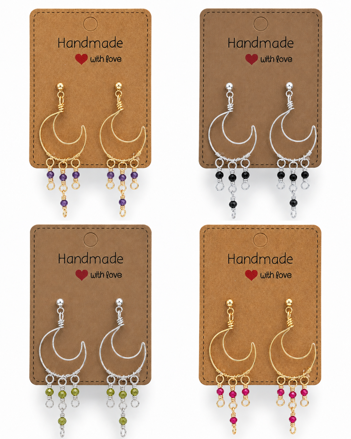 Wire Wrapped Moon Earrings