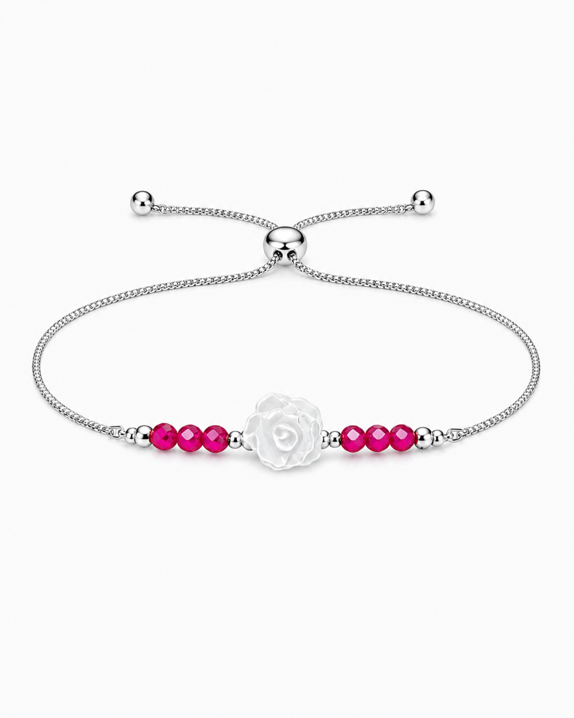 Ruby and MOP Rose Adjustable Bracelet