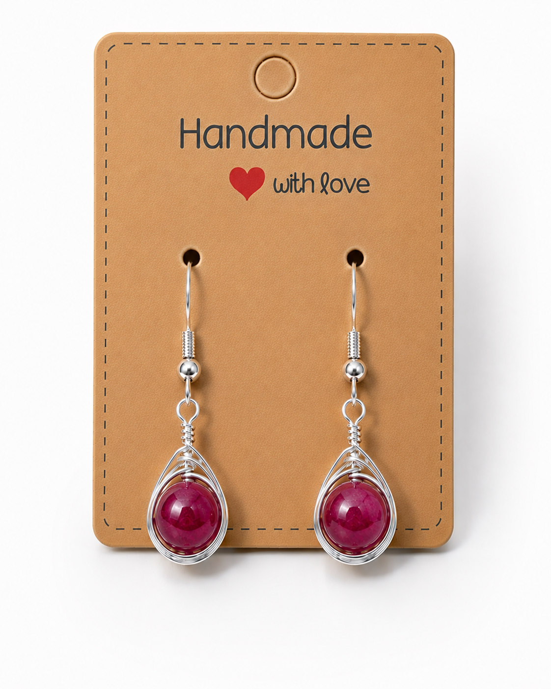 Wire Wrapped Gemstone Earrings